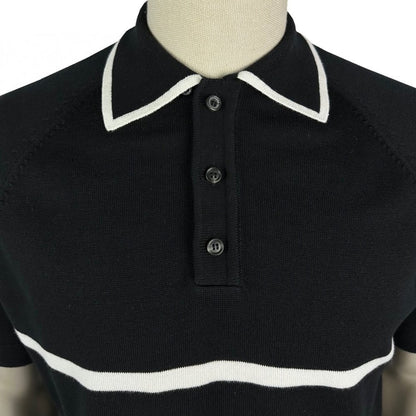 Ska & Soul Lock Stock Moran Fine Gauge Stripe Polo Black