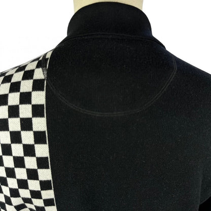 Ska & Soul Weller Chequerboard Fine Gauge Knit Polo Black