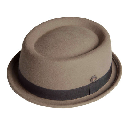 Dasmarca Rude Boy Narrow Brim 100% Wool Felt Trilby Pork Pie Hat Smoke