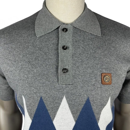 Trojan Records Diamond Fine Gauge Knit Polo Airforce