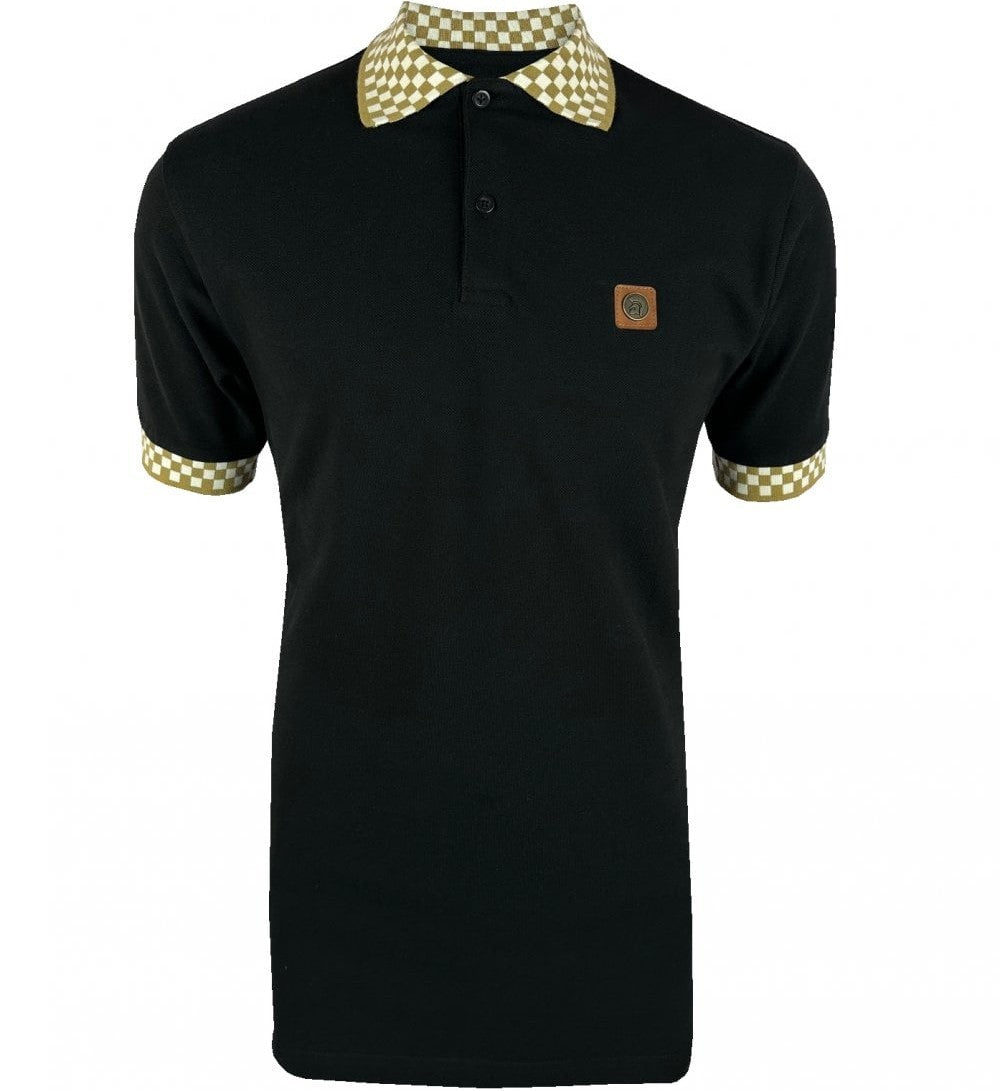 Trojan Records Chequerboard Trim Polo Camel