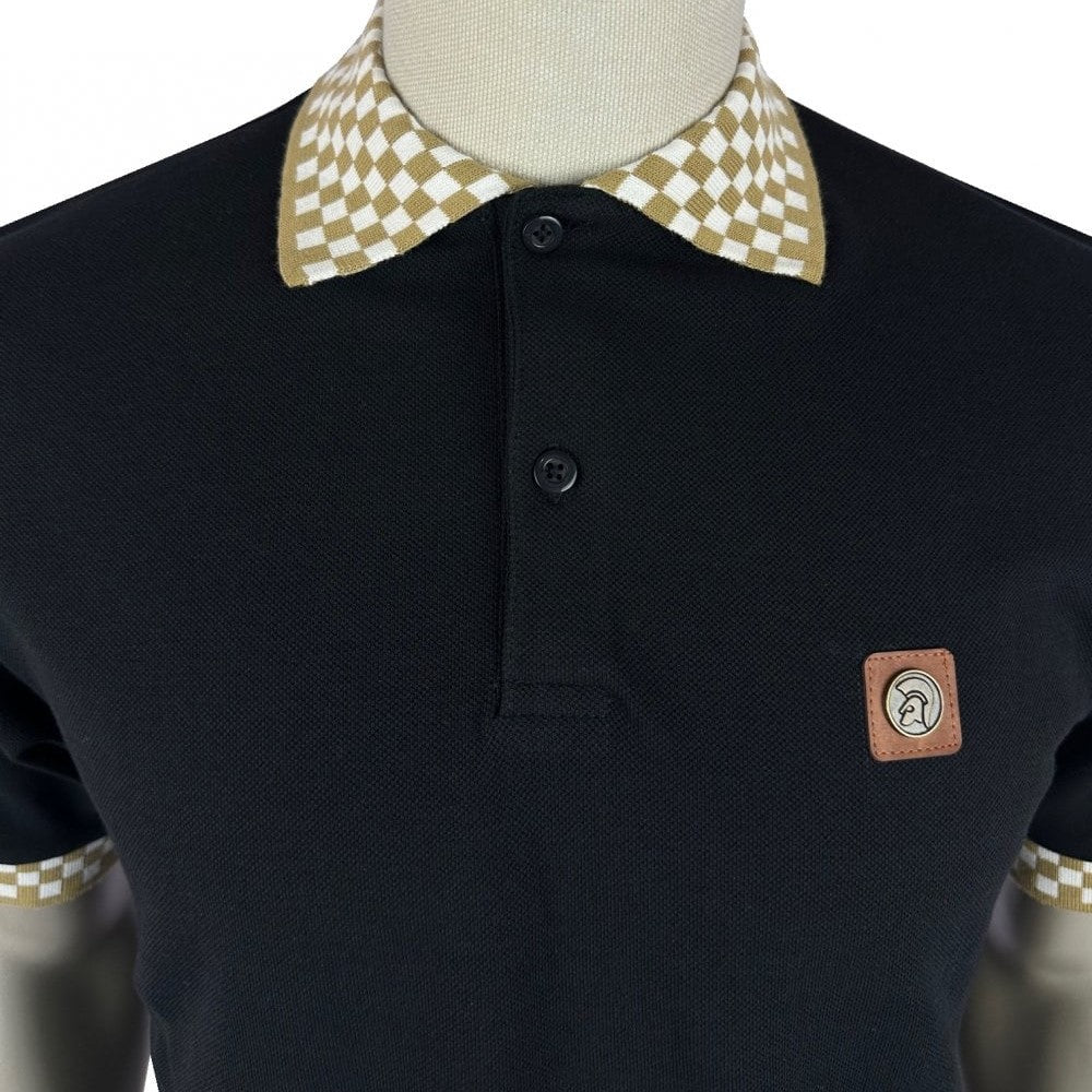 Trojan Records Chequerboard Trim Polo Camel