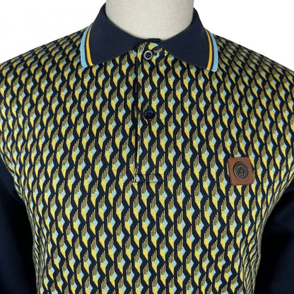 Trojan Records Deco Panel L/S Polo Navy