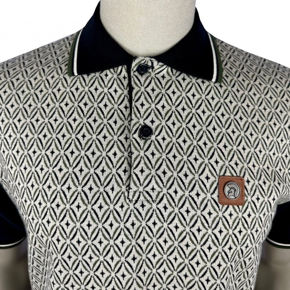 Trojan Records Geometric Panel Polo Black