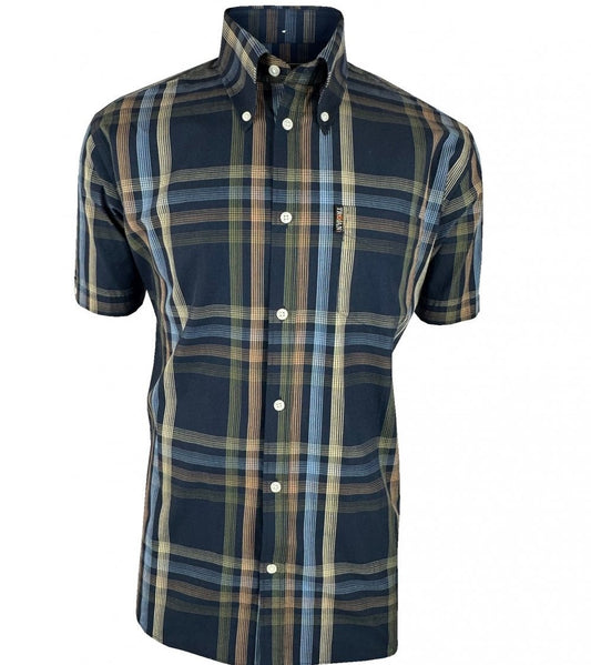 Trojan Records Graph Check Shirt With Pocket Square Navy