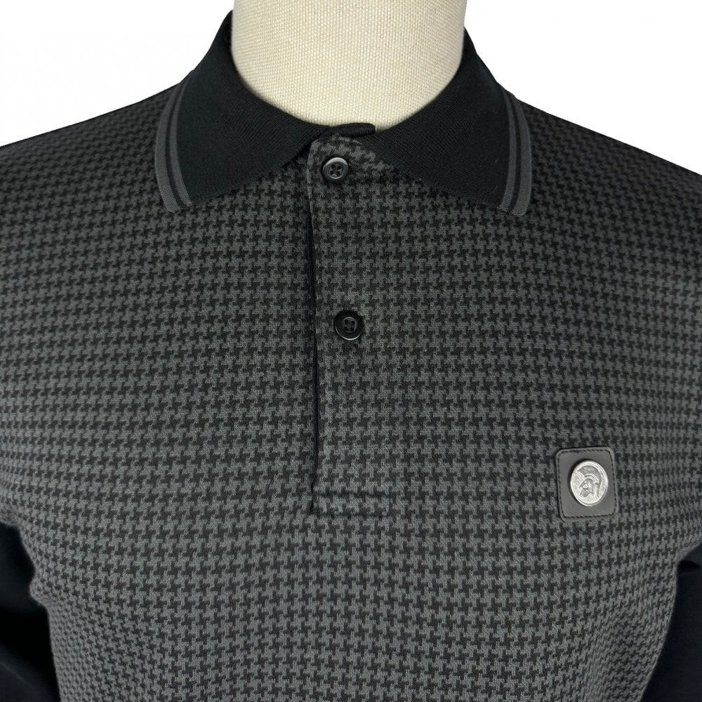 Trojan Records Houndstooth Panel L/S Polo Black