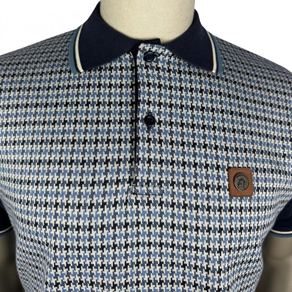 Trojan Records Houndstooth Panel Polo Navy