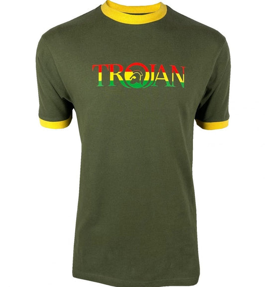 Trojan Records Logo Ringer T-Shirt Olive