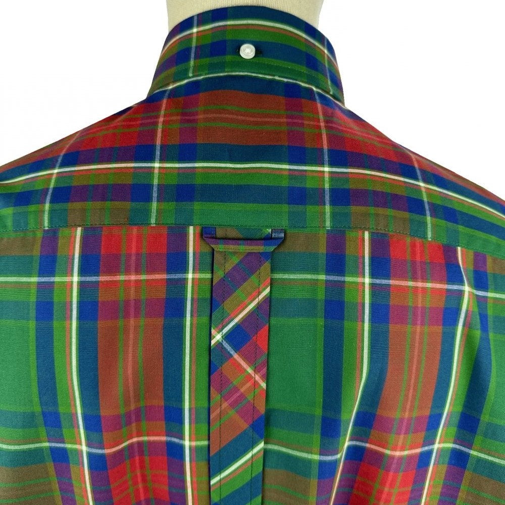 Trojan Records Multi Check Shirt With Pocket Square Green