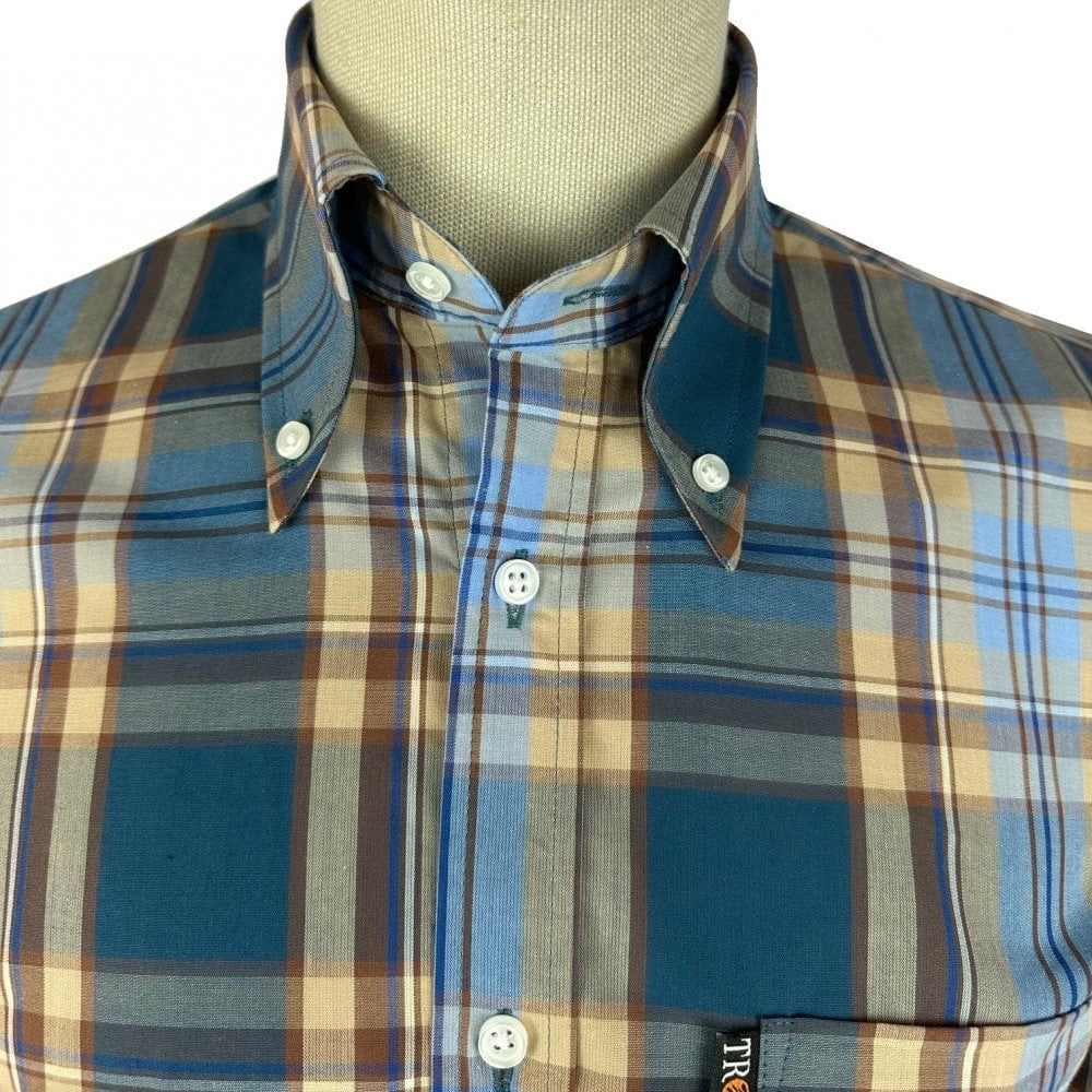 Trojan Records Multi Check Shirt With Pocket Square Petrol