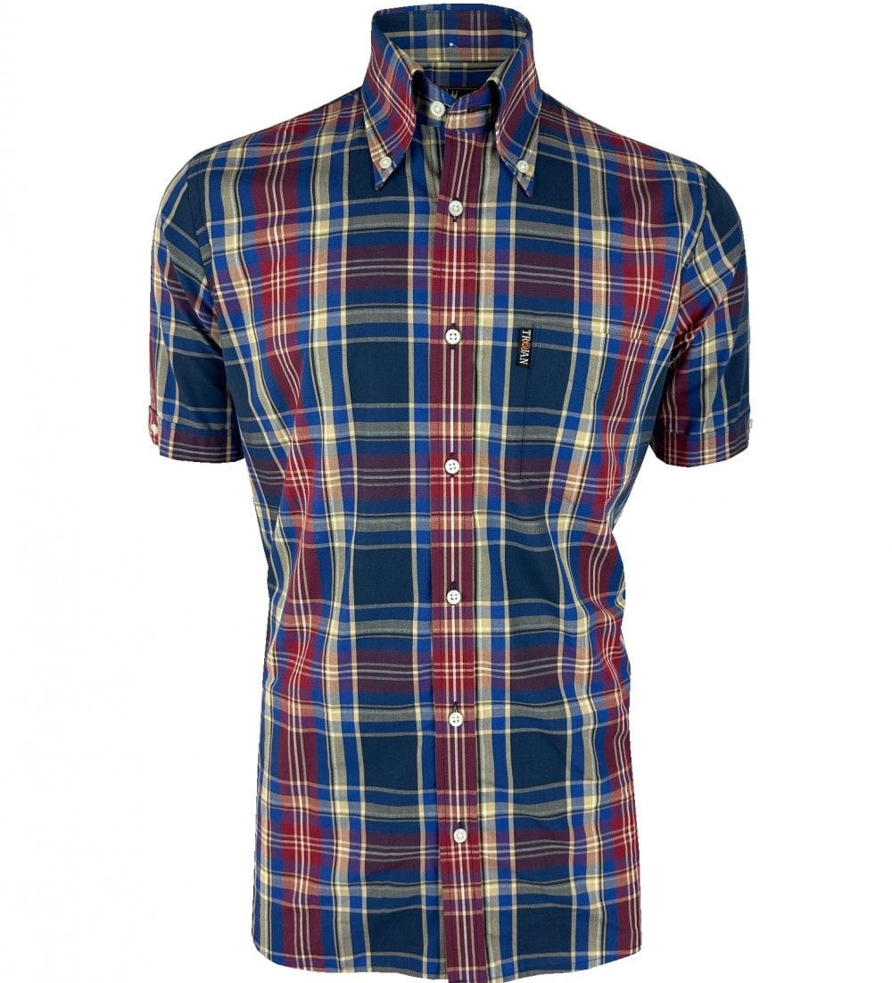 Trojan Records Multi Check Shirt With Pocket Square Port