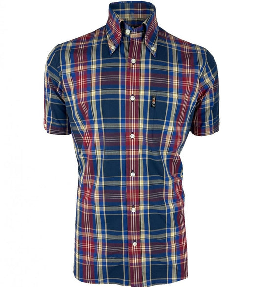 Trojan Records Multi Check Shirt With Pocket Square Port