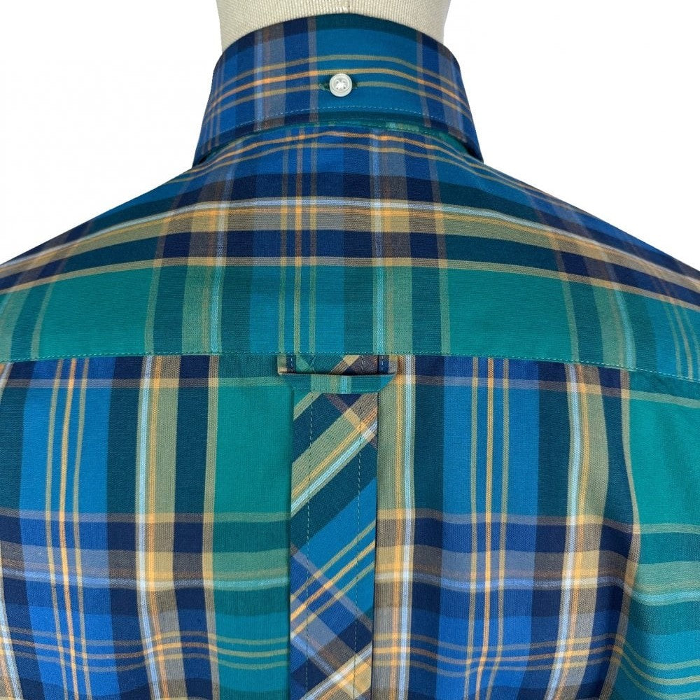 Trojan Records Multi Check Shirt With Pocket Square Jade Green