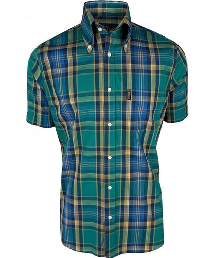 Trojan Records Multi Check Shirt With Pocket Square Jade Green