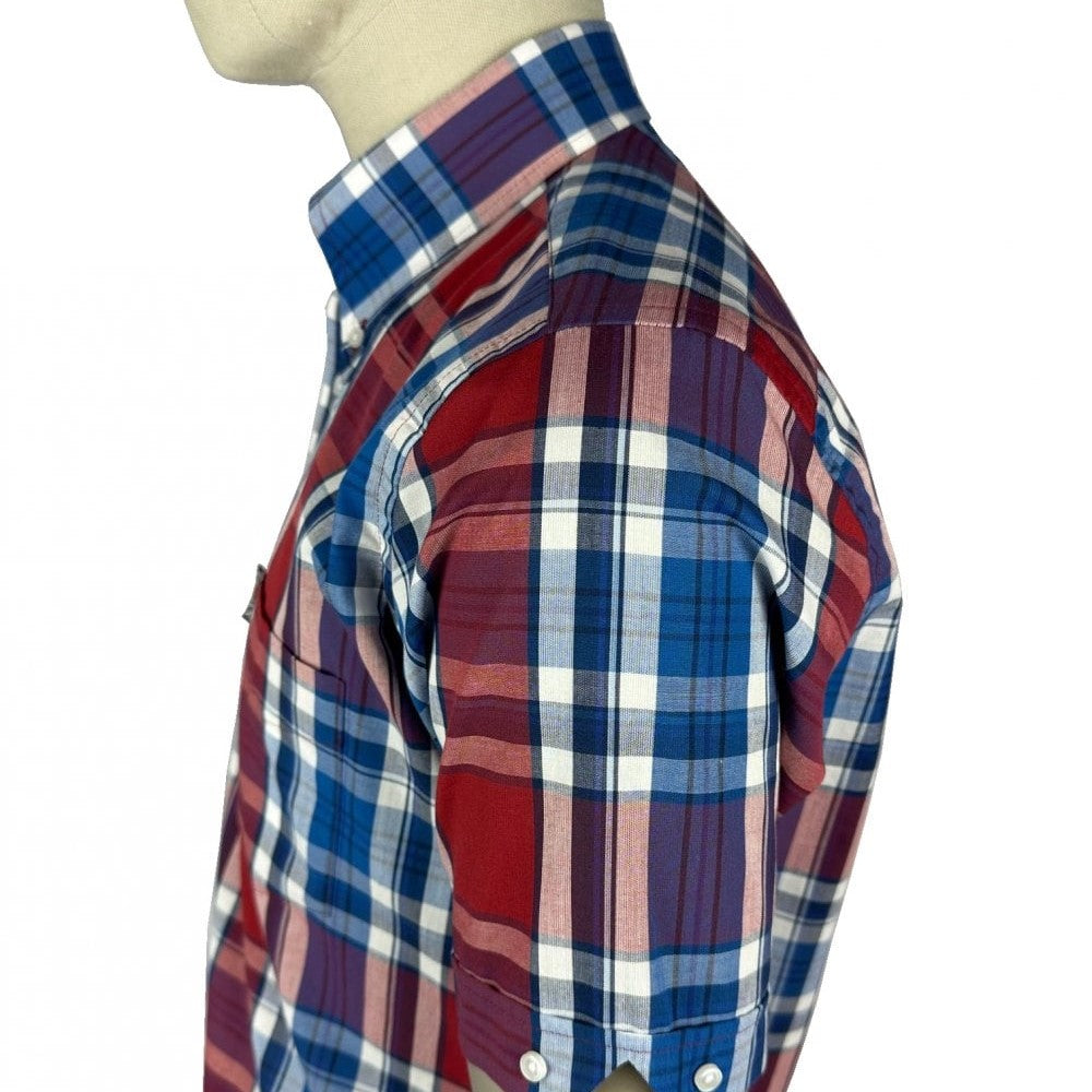 Trojan Records Multi Check Shirt With Pocket Square Cobalt