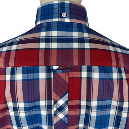 Trojan Records Multi Check Shirt With Pocket Square Cobalt