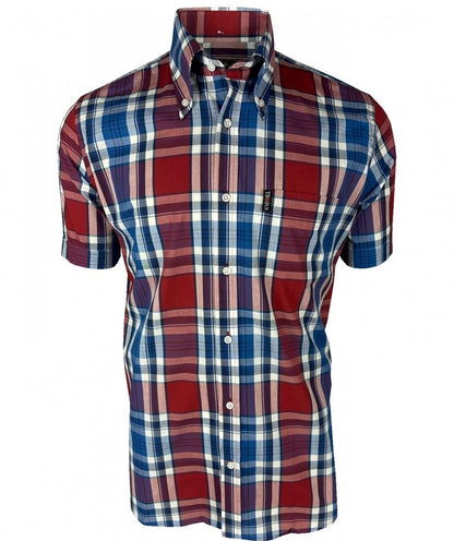 Trojan Records Multi Check Shirt With Pocket Square Cobalt