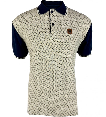 Trojan Records Ottoman Rib Panel Polo Navy