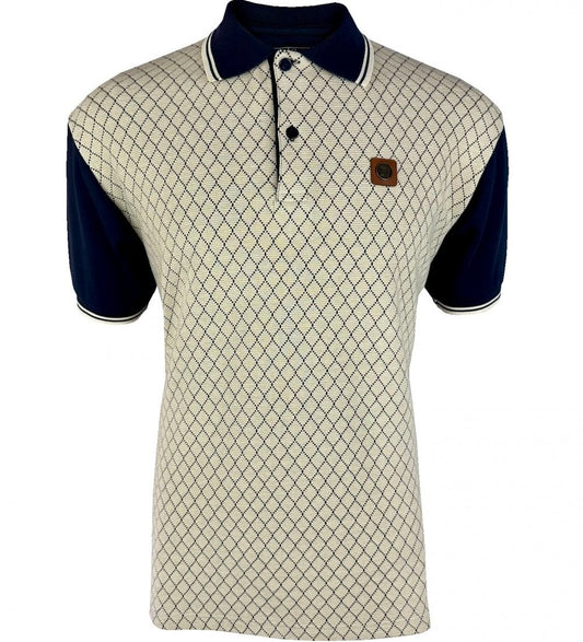 Trojan Records Ottoman Rib Panel Polo Navy