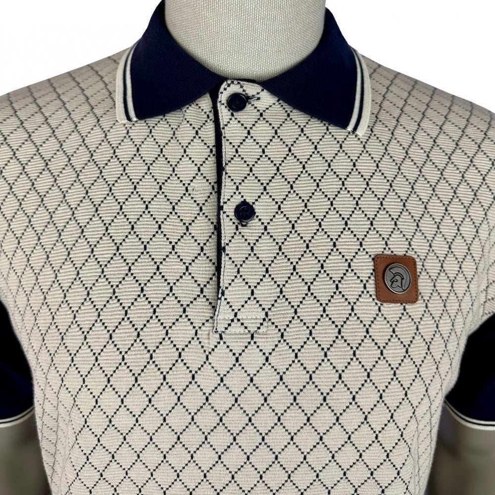 Trojan Records Ottoman Rib Panel Polo Navy