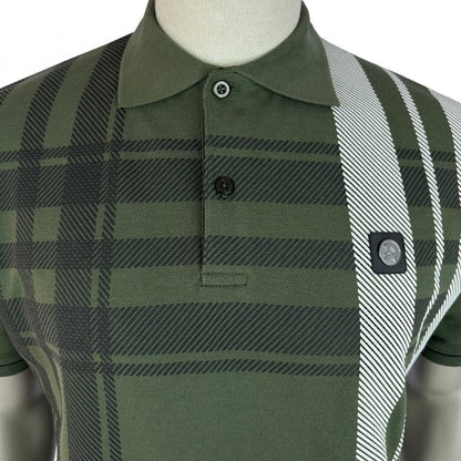 Trojan Records Oversize Check Panel Polo Olive