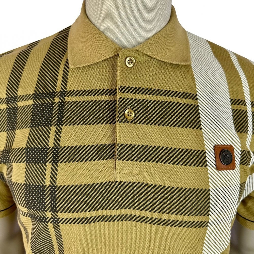 Trojan Records Oversize Check Panel Polo Camel