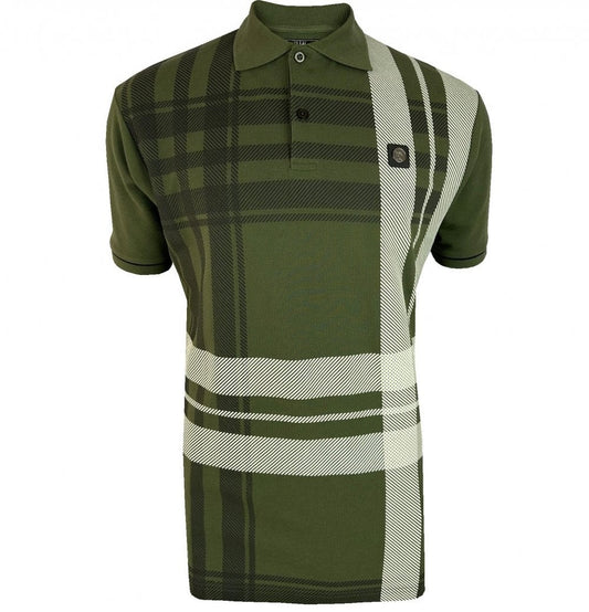 Trojan Records Oversize Check Panel Polo Olive