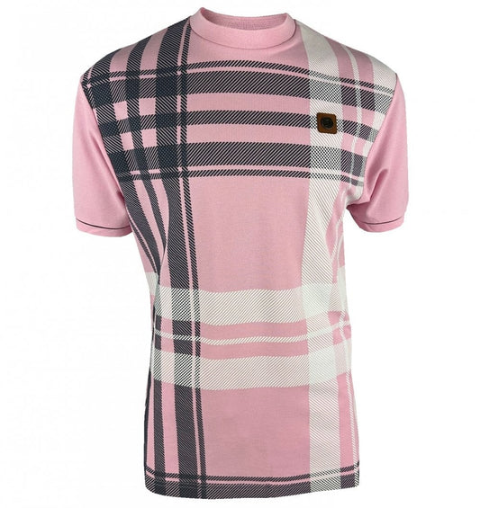 Trojan Records Oversize Check Panel T-Shirt Pink