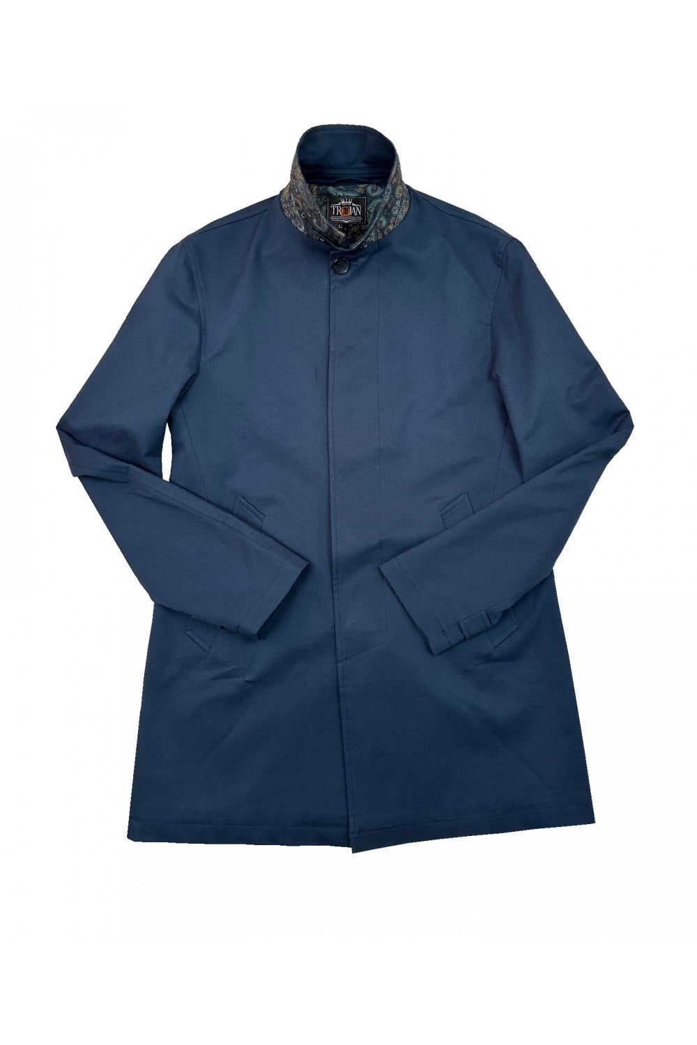 Trojan Fly Front Paisley Trimmed Mac Navy