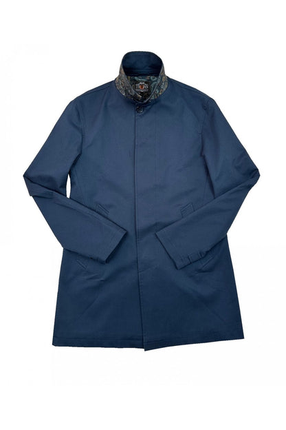 Trojan Fly Front Paisley Trimmed Mac Navy