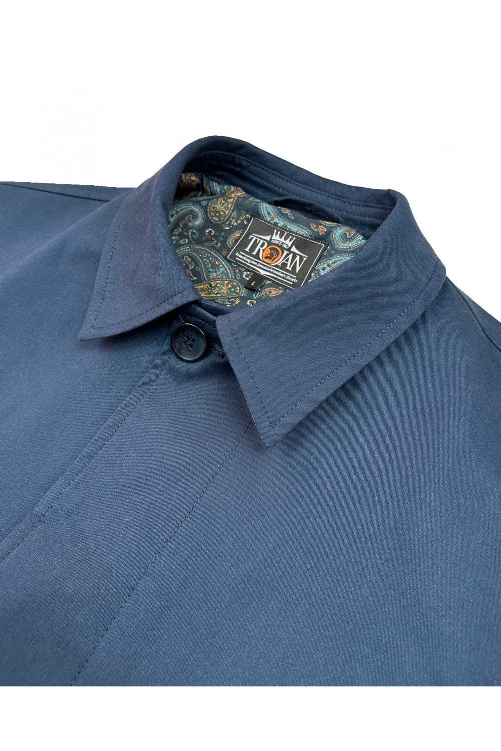 Trojan Fly Front Paisley Trimmed Mac Navy