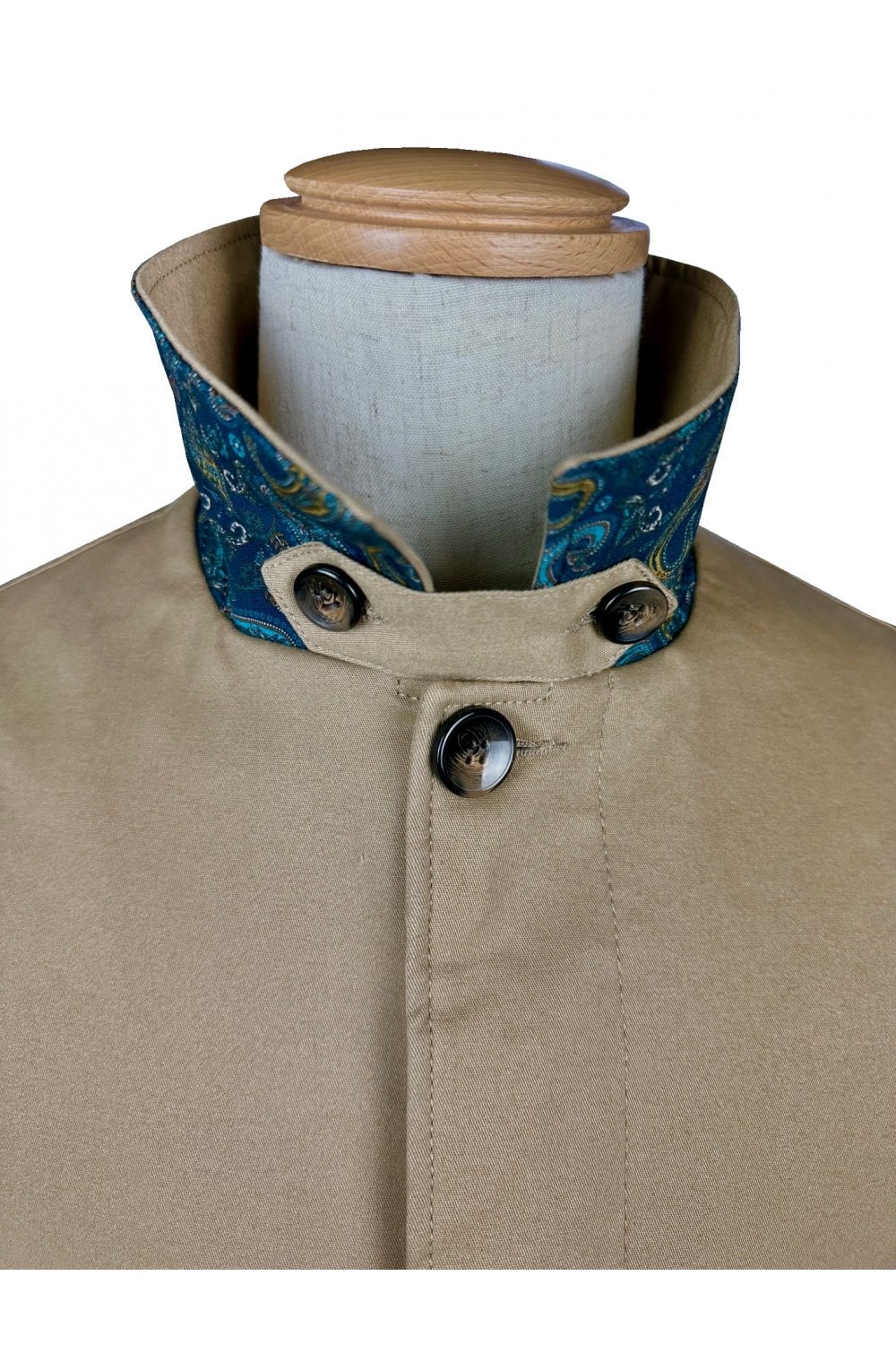 Trojan Fly Front Paisley Trimmed Mac Sand