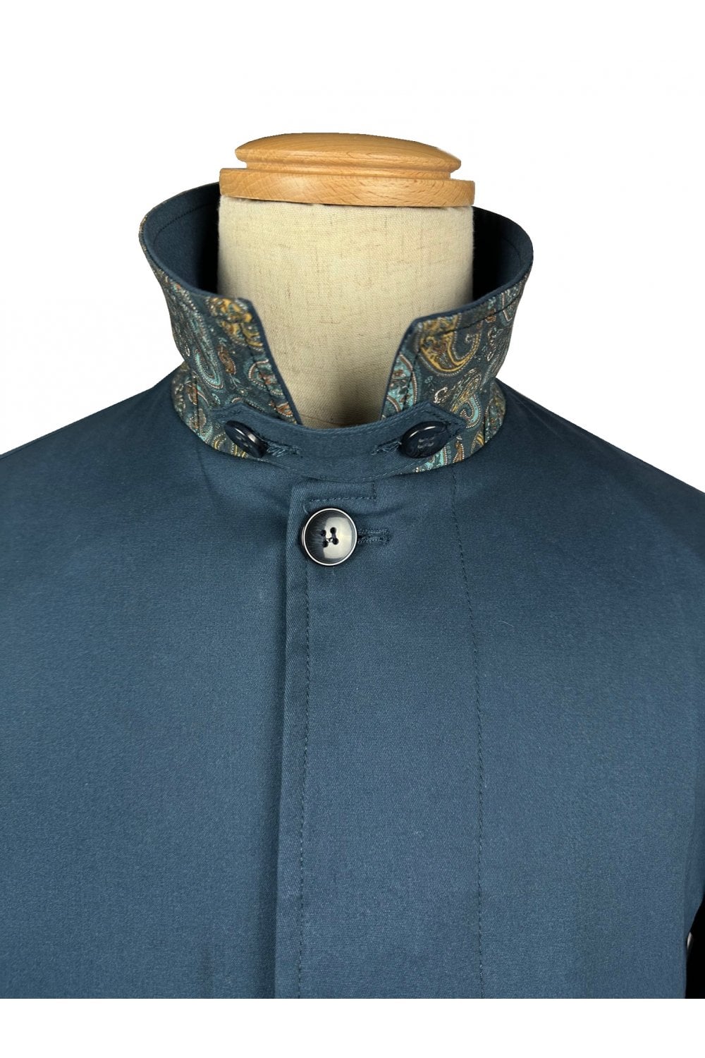 Trojan Fly Front Paisley Trimmed Mac Navy