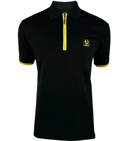 Trojan Records Plain Pique Zip Polo Black