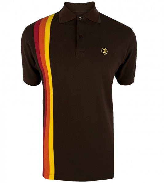 Trojan Records Racing Stripe Polo Chocolate