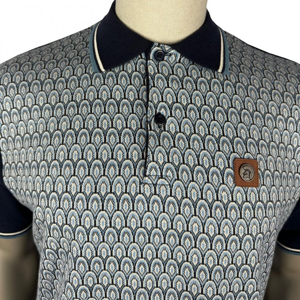 Trojan Records Scale Design Panel Polo Navy