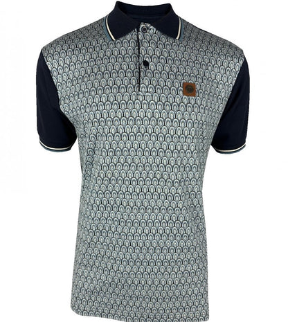 Trojan Records Scale Design Panel Polo Navy