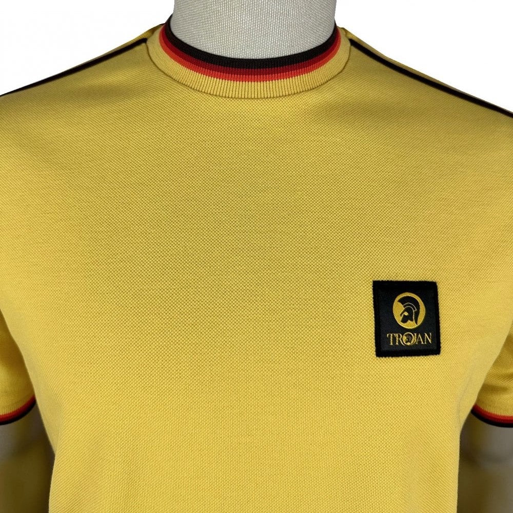 Trojan Records 3 Colour Tipped Pique T-Shirt Mustard