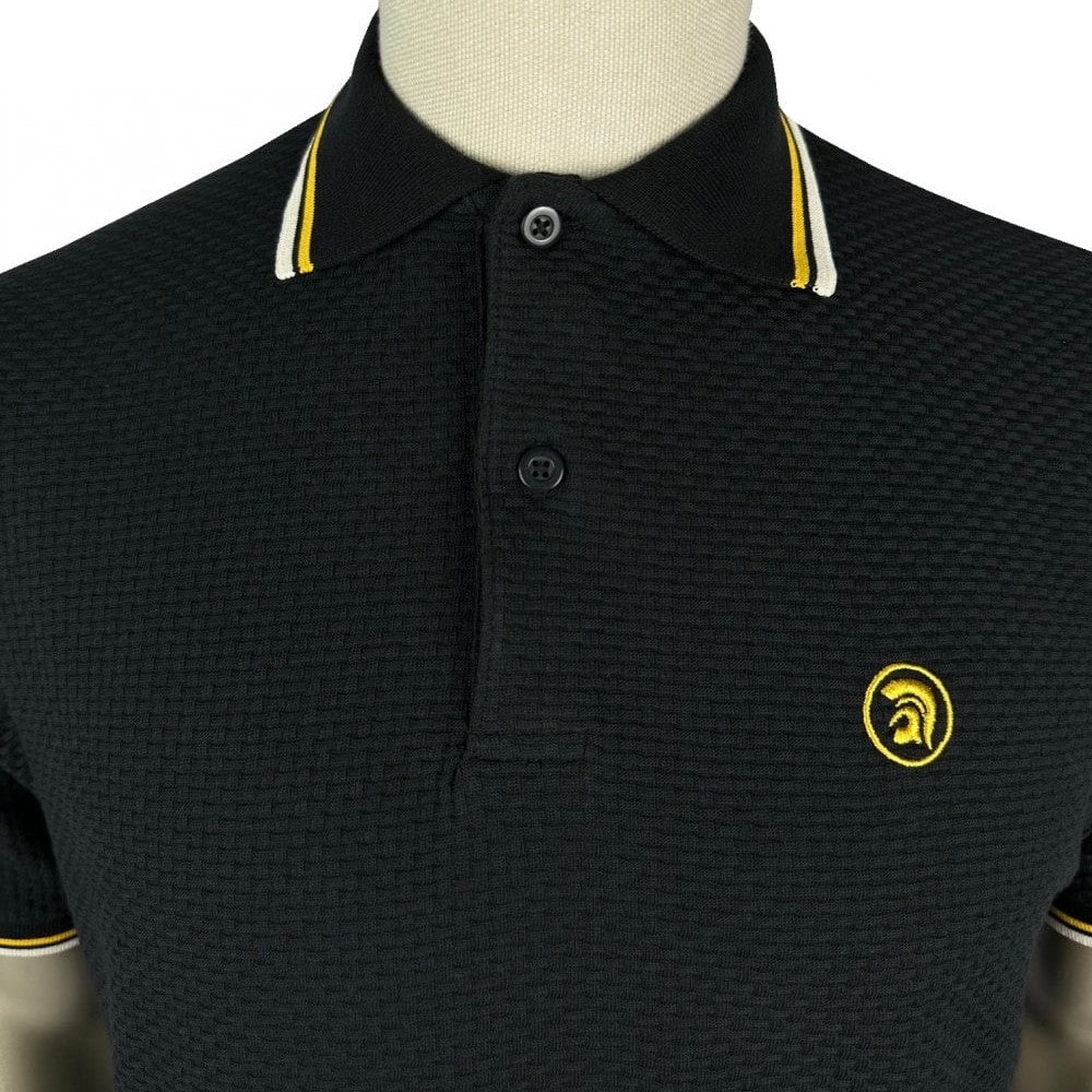 Trojan Records Twin Tipped Basketweave Polo Shirt Black