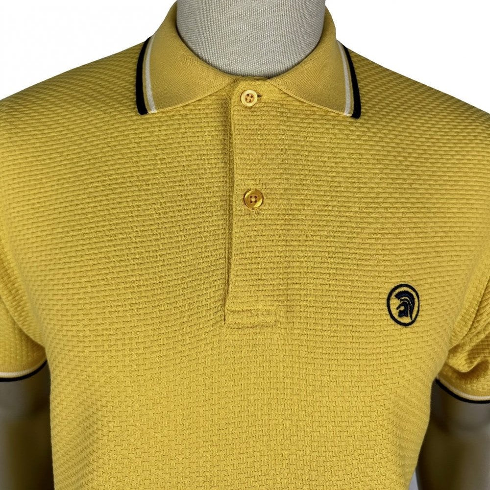 Trojan Records Twin Tipped Basketweave Polo Shirt Mustard