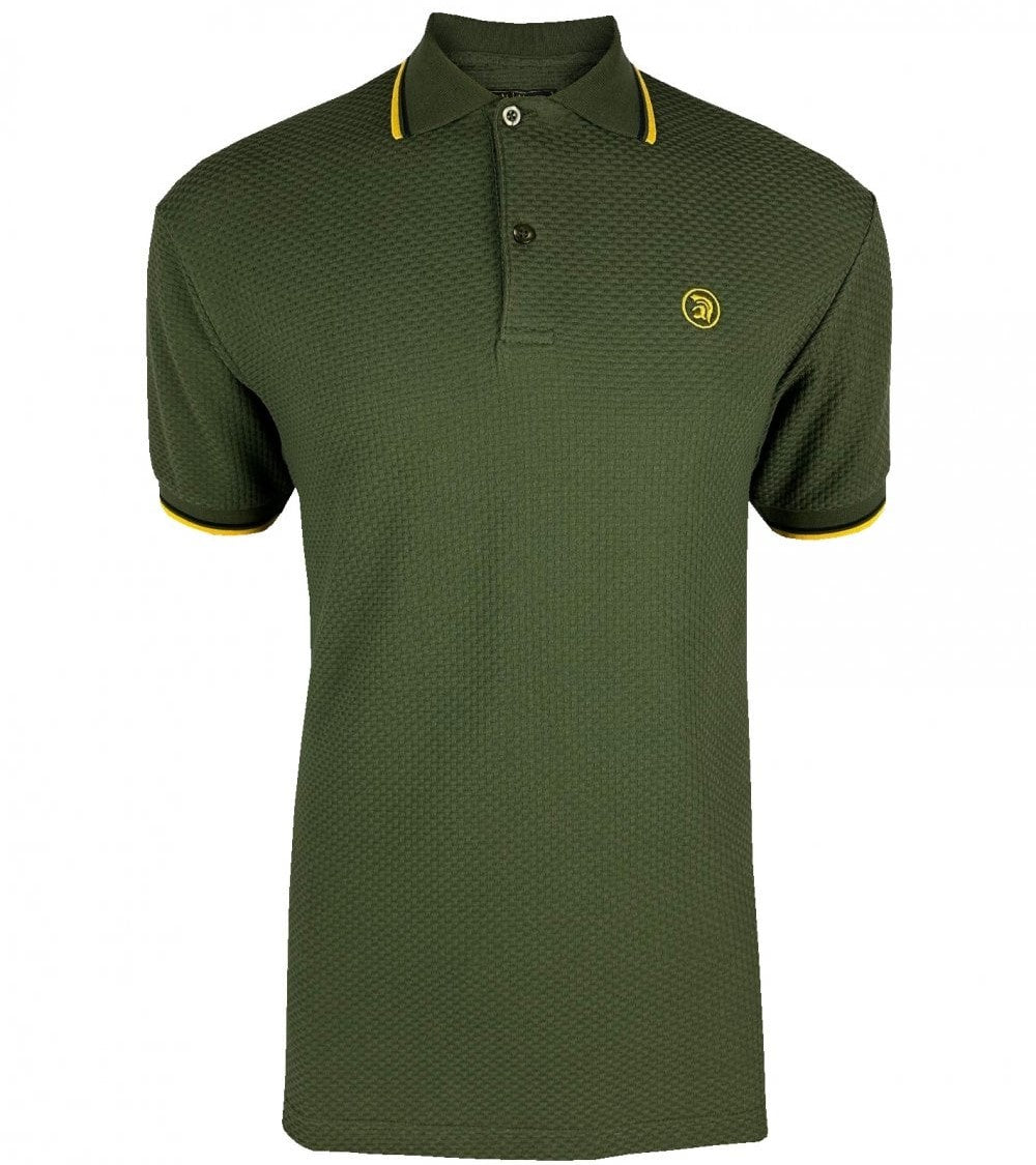 Trojan Records Twin Tipped Basketweave Polo Shirt Olive