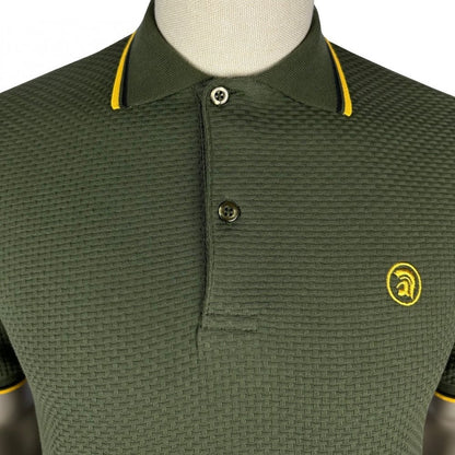 Trojan Records Twin Tipped Basketweave Polo Shirt Olive