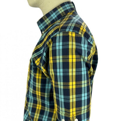 Trojan Records Windowpane Check Shirt With Pocket Square Navy