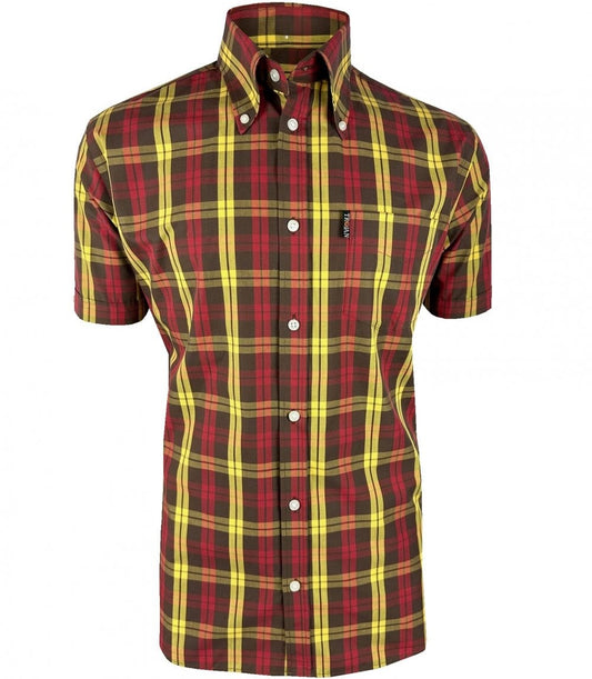 Trojan Records Windowpane Check Shirt With Pocket Square Choc