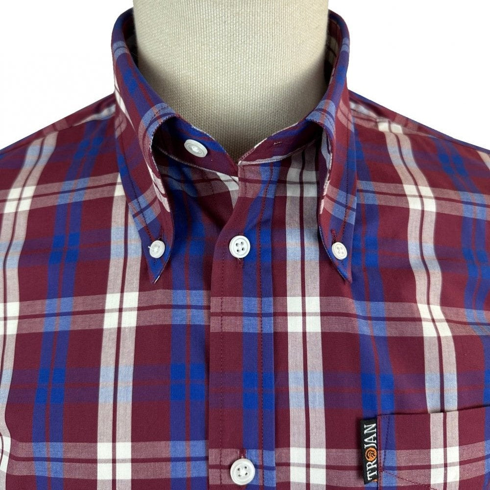 Trojan Records Windowpane Check Shirt With Pocket Square Port