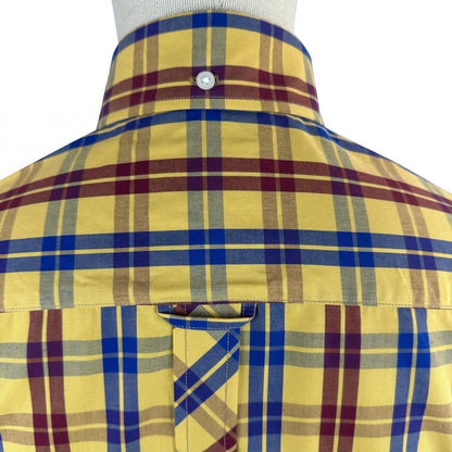 Trojan Records Windowpane Check Shirt With Pocket Square Mustard