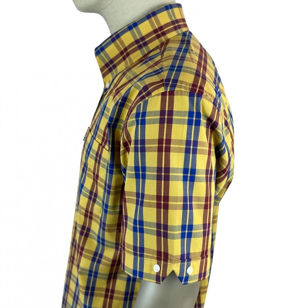 Trojan Records Windowpane Check Shirt With Pocket Square Mustard