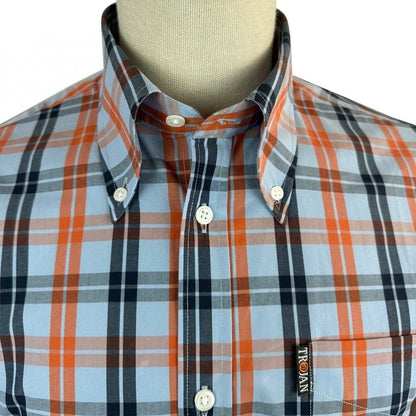 Trojan Records Windowpane Check Shirt With Pocket Square Powder