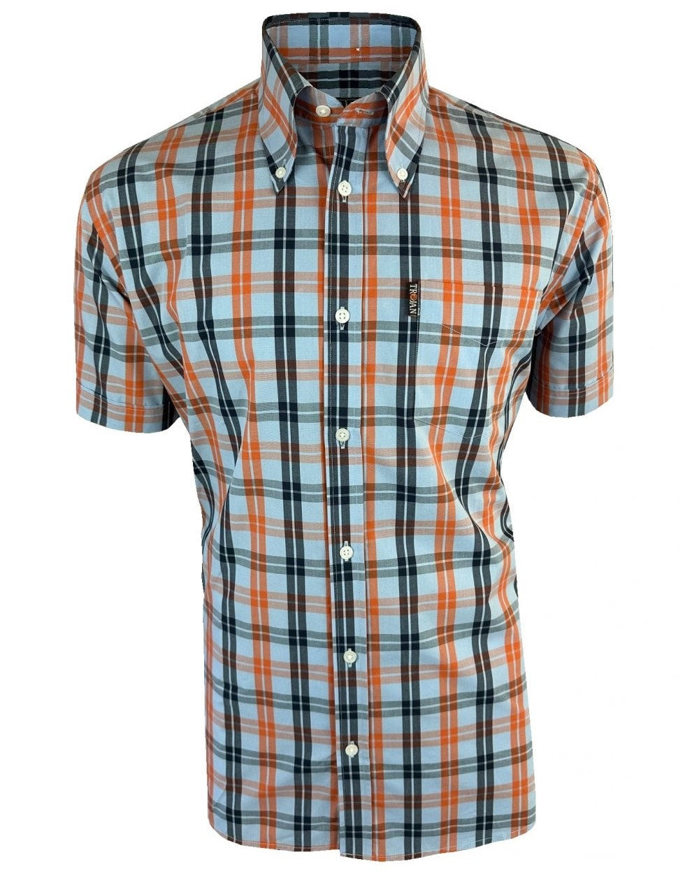 Trojan Records Windowpane Check Shirt With Pocket Square Powder