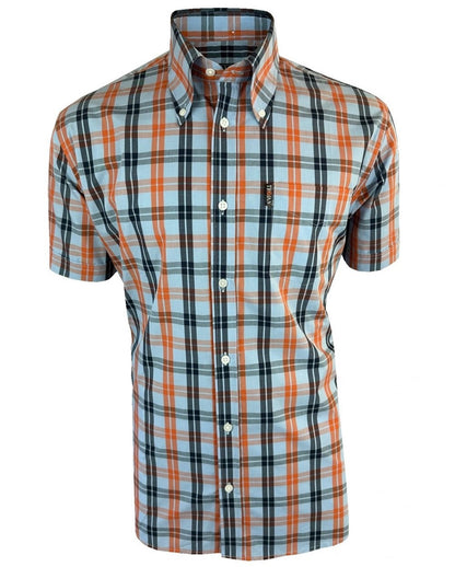 Trojan Records Windowpane Check Shirt With Pocket Square Powder